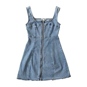RSQ Light Blue Denim Zip Front Sleeveless Mini Dress Small Stretch